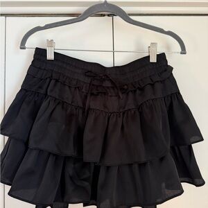Elegant Black Ruffled Skirt
